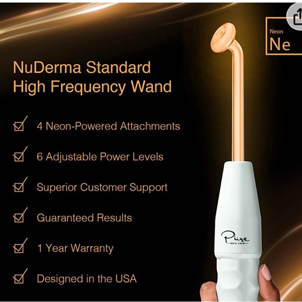 NuDerma Portable Handheld High Frequency Skin Therapy Wand Machine